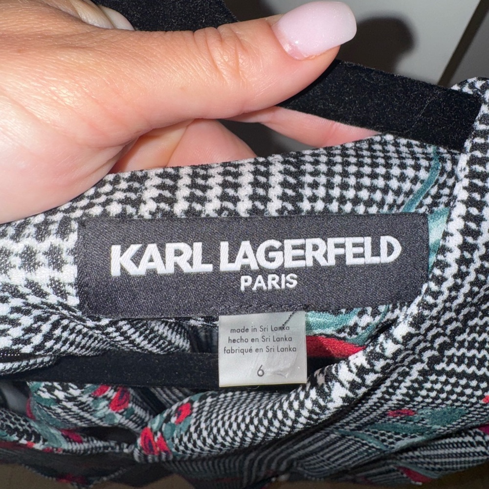 Karl Lagerfeld Paris Sleeveless Plaid Floral Dress - Picture 5 of 5